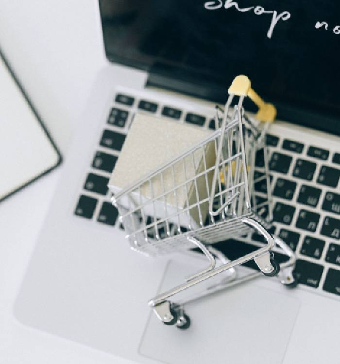 Shopping cart on a laptop